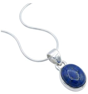 mantraroma echt Silberkette mit Lapis Lazuli blauer Edelstein Damen Kettenanhänger 925 Sterlingsilber Halskette Geschenk