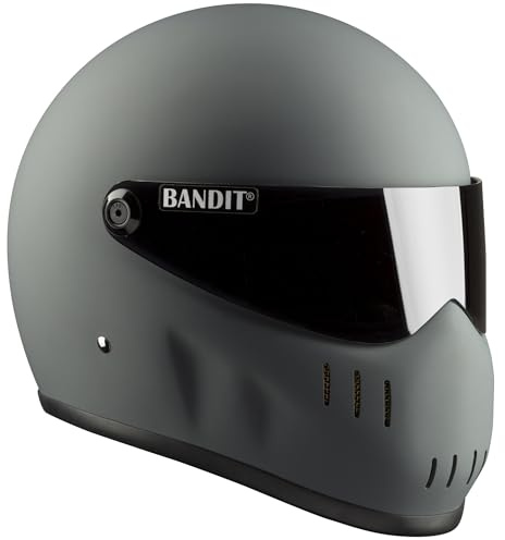 Integralhelm, Motorradhelm BANDIT XXR Schwarz Matt Rauchglas Streetfighter Custom Biker Style Gedämpftes Schwarz Motorradhelm Getöntes Visier XXMB (XXL)