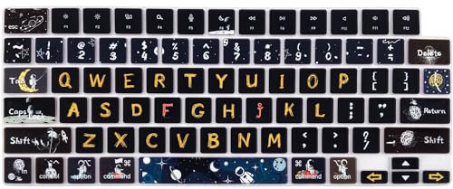 WSLUCKO Keyboard Cover Skin for 2021-2024 MacBook Pro 14/16 (A2442 A2485 A3112 A3401 A3403 A2992 A2779 A2780 A2991 A2918 M1/M2/M3 M4) & MacBook Air 13.6''/15'' (A2681 A3113 A2941 A3114),Space Man