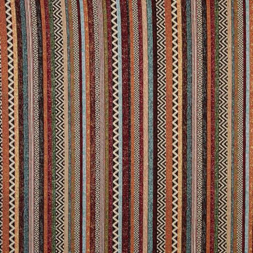 Kt KILOtela - Polsterstoff, Jacquard Gobelin, Stuhlbezug, Kissen, Kopfteil, Sofa, Taschen, verschleißfest, Nähen, 100 cm Länge x 280 cm Breite, Streifen, mehrfarbig - 1 Meter