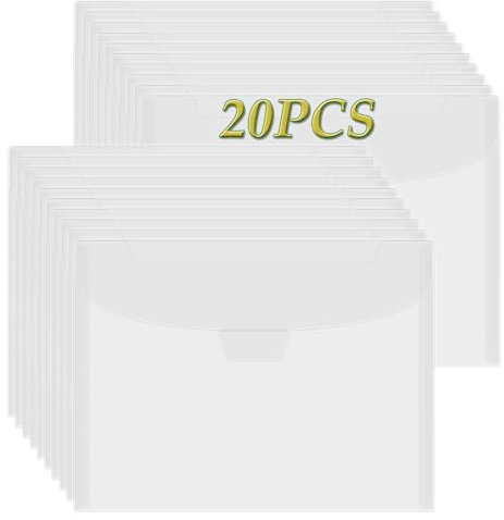 BAOFALI 20 Stück 17,8 x 23,9 cm Stempel- und Stanzschablonen-Aufbewahrungstaschen, wiederverschließbar, transparente Kunststoffbeutel, Aufbewahrung für Stanzformen, Stempel, Basteln für