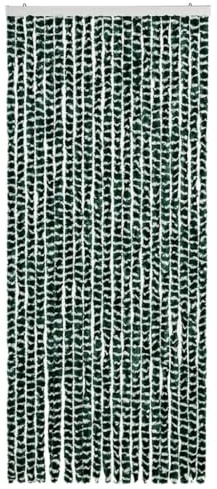 Ailgely Flauschvorhang Chenille 90 x 220 cm, Türvorhang aus Chenille Fliegenschutz Insektenschutz Camping Insektenschutz für Camping Wohnwagen Grün und Weiß