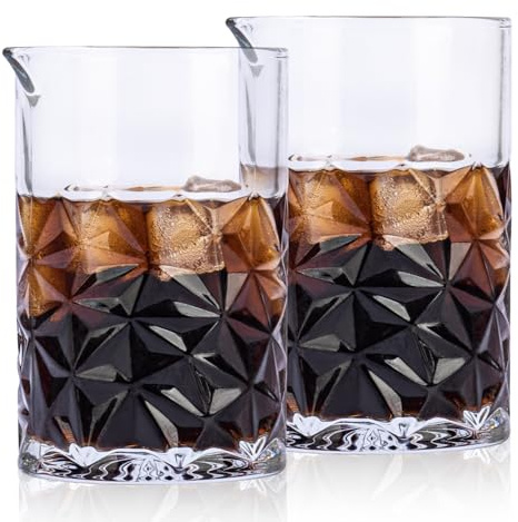 Raisaplin 2 Pcs 24oz/700ml Cocktail Mixing Glass - Thick Bottom Seamless Crystal, Old Fashioned Bartender Accessory for Wedding, Birthday, Father’s Day