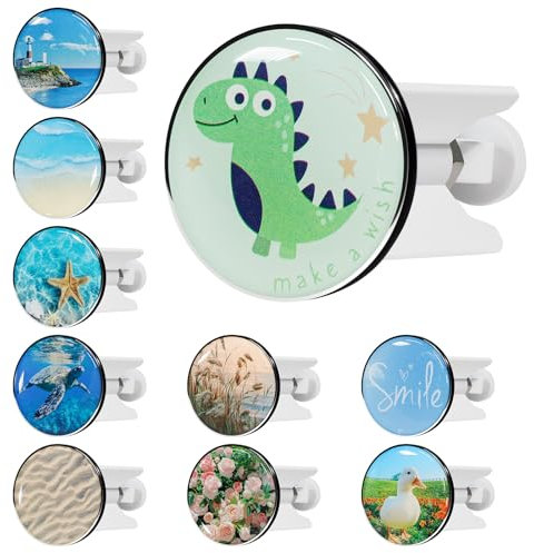 kurkip Universal Waschbeckenstöpsel 40mm Chrom Abflussstopfen – aus Messing, Einstellbare Gummi Stöpsel Waschbecken, Geeignet für Alle Waschbecken und Bidets, Rostfrei & Dicht, Dinosaurier