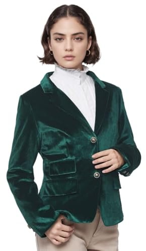 COSDREAMER Veste vintage en velours pour femme, col en V, coupe ajustée, blazer fendu, manches longues, manteau habillé, costume rétro décontracté