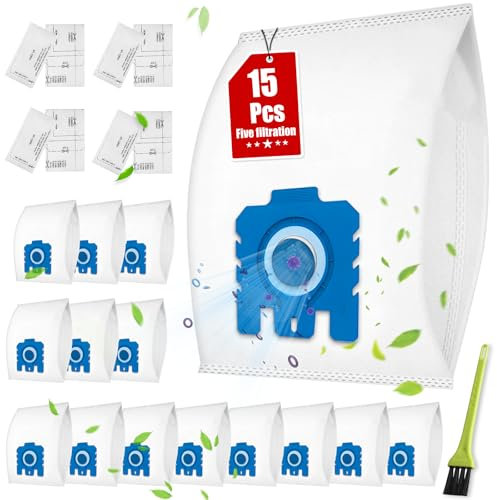 AirClean 3D Efficiency Dust Bag for Miele Hoover Bags, Replaces for Miele GN Vacuum Bags Compatible with Classic C1, Complete C3, C2, S227, S240, S270, S400, S2, S5, S8 Series Vacuum Cleaner(15p)