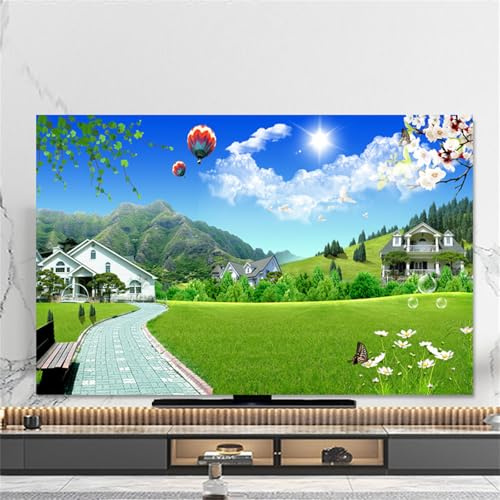 Hixingo Housse de Protection Télévision, Motif Forêt 3D Housse TV 32-80inch Housse de Télévision Élastique Housse Protection Écran Ordinateur Anti Poussière Respirant (65inch,Montgolfière)