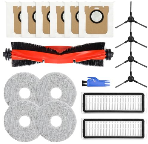 Spofan Accesorio de Repuesto Compatible con Xiaomi X20 Pro/X20 Max Robot Aspirador Recambios, 1 Cepillo Principal, 2 Filtros, 4 Cepillos Laterales, 4 Paños de Fregado, 6 Bolsas para el Polvo