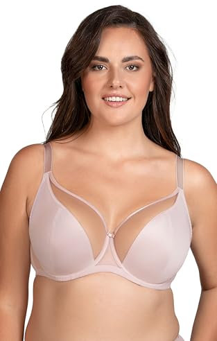 Vivisence Reggiseno Morbido Ed Elegante Coppe in Rete Ferretti di Sostegno Spalline Regolabili Senza Ferretti Laterali Perfetto per Comfort E Stile Quotidiano, Beige,3J