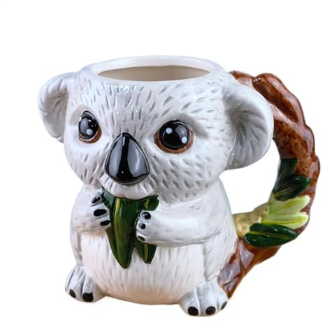 Nevalerra Tazza da colazione in ceramica a forma di koala, 520 ml, boccale di birra a forma di animale, tazza da viaggio in ceramica a forma di animale per caffè caldo