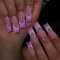 GlamRays Long Press on Nails Square False Nails Purple Pink Gradient French Tip Adhesive Nails 3D Water Wave Acrylic Nail Design 24 Pieces Squoval False Nails