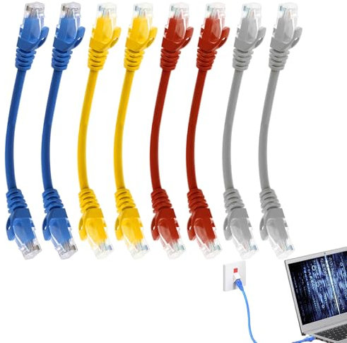 Eophmi Short Ethernet Cable 8 Pcs Patch Cables Cat6, RJ45 Cable 0.5ft/15cm -1000mbps High Speed Cat6 Ethernet Cable Ethernet Patch Cable with RJ45 Connectors for Router Modem Server Switch TV PC