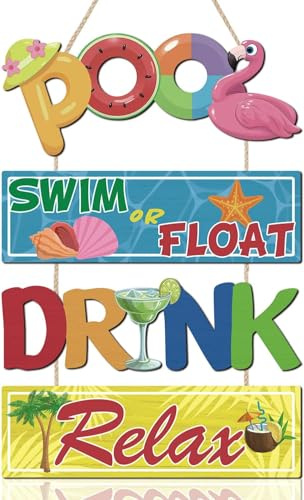 TOARTi Funny Pool Rules Wall Art-Swim or Float Drink Relax Signs for Summer