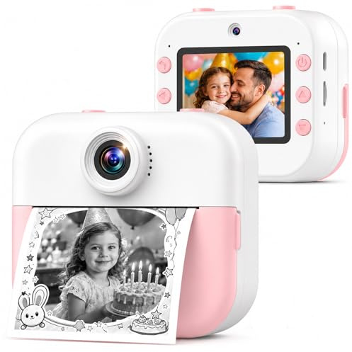 DITUPAN Fotocamera per bambini con stampa istantanea per bambini, stampa a sgancio rapido, regali di compleanno di Natale dai 6 ai 12 anni, selfie digitale con video 1080p, giocattolo da viaggio
