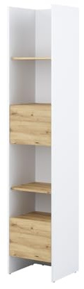 MEBLINI Schrank für Schrankbett Bed Concept - Hochschrank mit Regalen, Fächern und Schublade - BC-23 - Weiß/Artisan Eiche
