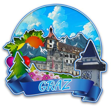 Orlybar Graz Österreich Kühlschrankmagnet aus Holz, 3D-Landmarken, Reise-Sammlerstück, Souvenirs, Dekoration, handgefertigter Kühlschrankmagnet -6020