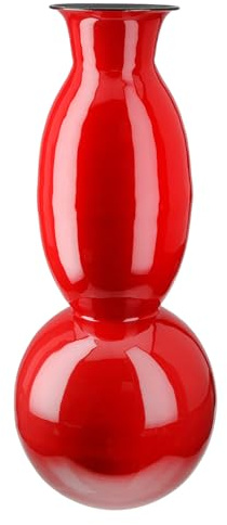 GILDE Vase Neo aus Eisen - glänzend - rot - Höhe 49cm x Ø 20 cm - Tischvase