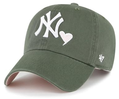 47 Berretto da baseball MLB New York Yankees rosa muschio unisex cuore icona Clean Up regolabile cappello papà adulto taglia unica