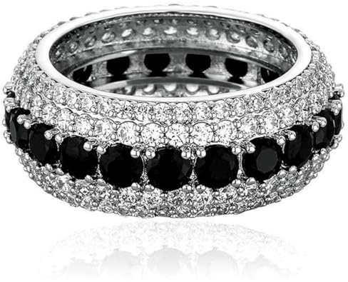 Jpltlvy Herren Hiphop CZ Ring 5-reihig Micro-Pave Design mutiges Statement Trendiges Schmuck Geschenk für das tägliche Outfit