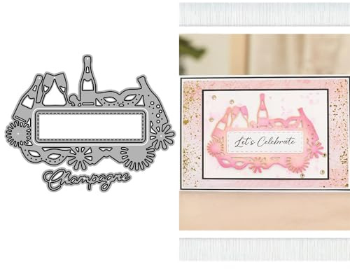 Etiketten-Stanzformen mit Champagnerspitze für Kartenherstellung, englische Wörter, Champagner, Metall-Stanzformen für Papier, Scrapbooking, DIY-Schablonen für Album, Party, Hochzeit, Festivals
