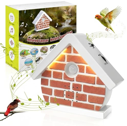 Vogelgezwitscher Bewegungsmelder Box, Naturgeräusche Box mit Nachtlicht, Timer, 11 Vogelgesäng, Vogelzwitschern Box 0-90dB, Weißes Rauschen Vogelzwitschern Meeresrauschen für Toilette Spa Entspannung