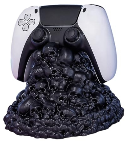 YiNLuax Skull-Shaped Controller Stand with Rubber Base, Multi-Device Holder for Gaming Accessories & Phones, Space-Saving Desk Compact Controller Storage Rack