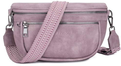 APHISON Damen Bauchtasche Umhängetasche Veganes Leder RFID Blockierung Mehrere Fächer Ultraleicht Hochwertig Verstellbarer Breiter Schultergurt Alltag