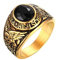HIJONES Herren Edelstahl Fliegen Eagle High School Klasse Ring mit Schwarzem Edelstein Stein Größe 60