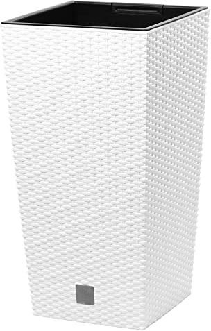 Maceta Rato de 7,2 litros con inserto 17 x 17 x 32,4 cm en color blanco