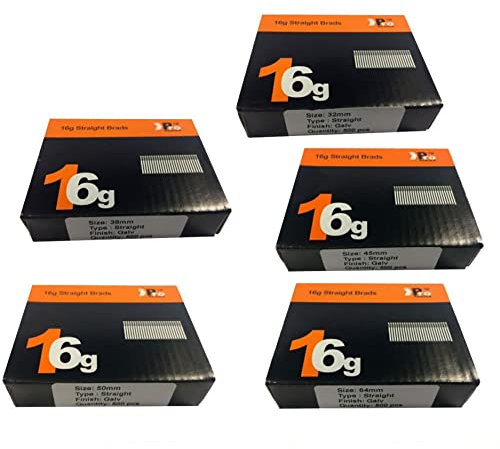 2500 Nails 32mm, 38mm, 45mm, 50mm, 64mm 16g Straight for Dewalt, Paslode,Hitachi