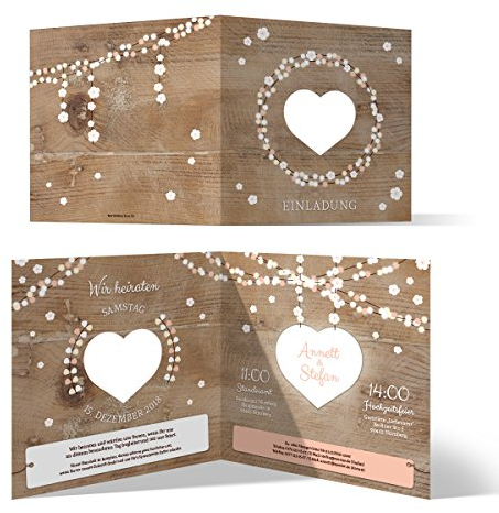 30 x Lasergeschnittene Hochzeit Einladungskarten Hochzeitseinladungen - Holz Lichtgirlande