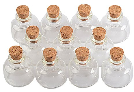 12pcs Fiole En Verre De Bocaux en Verre Transparente Avec Bouchon En liège, capacité De Stockage De 10 ml, c'est Juste Une De 9 Modèle Différents (12, 10ml)