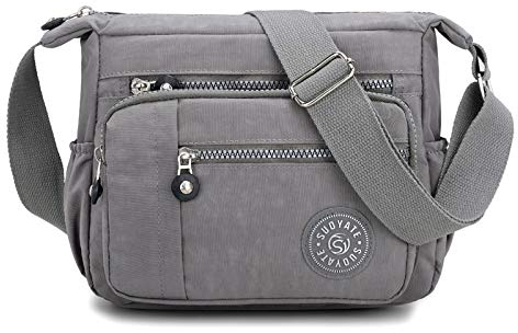 Womens Cross Body Bag Casual Umhängetasche Handtasche Multi Pocket Messenger für den täglichen Gebrauch Einkaufen (grau)