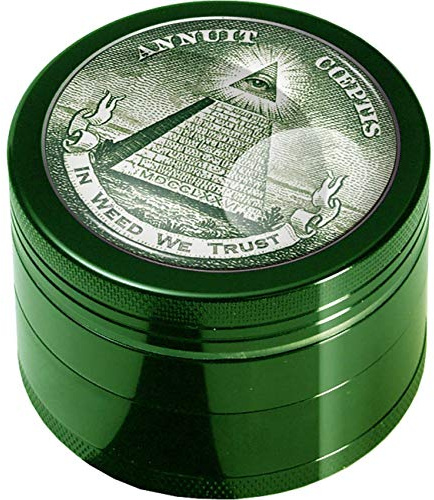 Black Leaf Grinder 4-teilig Ø 50 mm | hochwertiger Aluminium Crusher mit Pollenkammer | Premium Grinder in Black Leaf Design green | inkl. Schaber