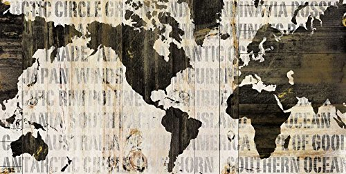 Feeling at home Leinwand-gerahmt, mit amerikanischer Kiste, Weltkarte, Neutral-Schlabach, Kunstdruck, auf Holzrahmen, horizontal, 84 x 170 cm