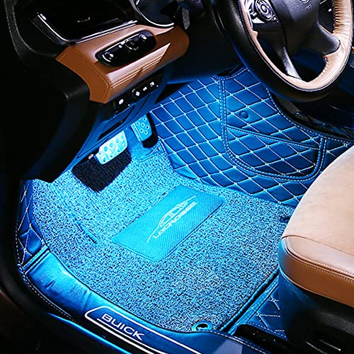 TABEN RGB Innenraum-Auto-Umgebungslicht-Kit, 4-teilig 48-APP-Controller + HF-Fernbedienung, Synchronisierung mit Musik Sound Aktive Speicherfunktion Fahrzeugbeleuchtung mit Autoladegerät DC 12V-24V