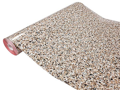 Klebefolie Möbel 67,5x240 cm | Möbelfolie selbstklebend in Steinoptik | Folie für Möbel zur einfachen Renovierung von Türen, Tischen und Regalen | Klebefolie dekorativ und abwaschbar | Granit Beige