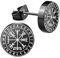CHICNET Edelstahl Ohrstecker schwarz 8mm 10mm Viking Celtic Nordic Wikinger Norse keltisch Ohr Schmuck Chirurgenstahl Unisex weiß Tribal Männer Damen Herren Vegvisir
