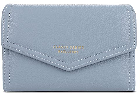 FORRICA Femmes Portefeuille Court Porte Monnaie Elégant Pochette Dames Fermeture Éclair Poche à Monnaie Porte Cartes PU Cuir Portefeuilles avec Boîte Cadeau Bleu
