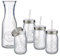MamboCat Lima Wasserkaraffen Set 5 teilig I 4 Trinkbecher mit Deckel und Strohhalm 400 ml + Glaskaraffe 1 Liter I Saftkrug & Cocktailgläser mit Zitrusfrucht Ornament Deko I Vivalto Smoothie Becher