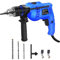 850W Impact Hammer Drill - Corded Electric Drill with 360° Rotating Handle - Variable Speed - 13mm Metal Chuck - for Stone Masonry Brick Metal & Wood - Blue