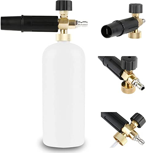 VergilSon Foam Cannon, 1/4 Quick Release Car Wash Sprayer, Adjustable Nozzle, High Pressure Washer Dispenser, 1L Bottle (Foam Cannon)