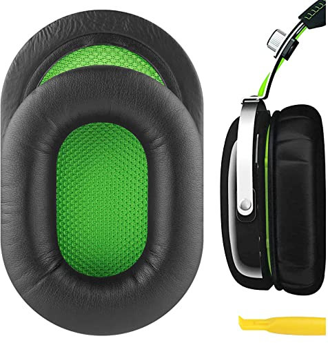 Geekria QuickFit Ersatz-Ohrpolster für Razer BlackShark Stereo-Gaming-Kopfhörer. Ohrpolster, Headset-Ohrpolster, Ohrmuscheln, Abdeckung, Reparaturteile (schwarz/grün)