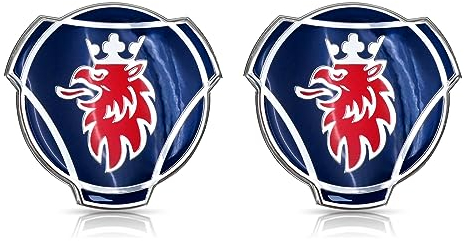 Grenric 2x 80MM Blu e Rosso Griffin Logo con Corona d'Argento Adatto per Scania Truck Griglia Anteriore Emblema Badge 1401610