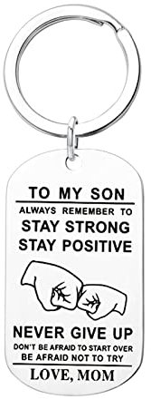 BCughia Schlüsselanhänger, Schlüsselanhänger für Männer Lustig Rostfreier Stahl Schlüsselanhänge mit Gravur to My Son/Daughter... für Abschluss