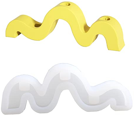 Silikonform für Kerzenhalter aus Beton, kreatives gewelltes Design, Zement, Kerzenständer