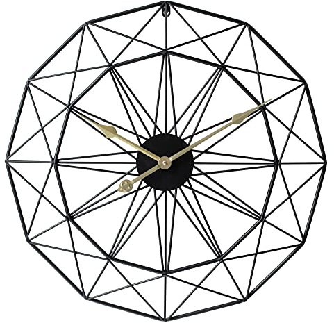 LW Collection Wanduhr Megan Schwarz 60cm - Große Industrielle Wanduhr Metall - Moderne Wanduhr - Leises Uhrwerk - Stille Uhr