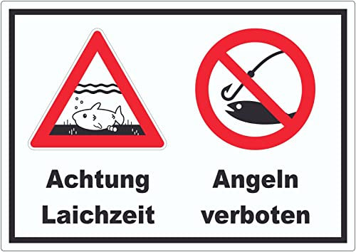 Achtung Laichzeit Angeln verboten Aufkleber A6 (105x148mm)