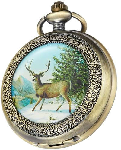 Tiong Mechanische Hand Wickeln London Taschenuhr Vintage Bronze Hirsch Fall Roman Ziffer Herren Taschenuhren