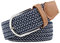 JK Home 125cm Ceinture Elastique Tressée pour Femme Boucle Ceintures Homme Extensible 3.3cm de Large Bleu Blanc